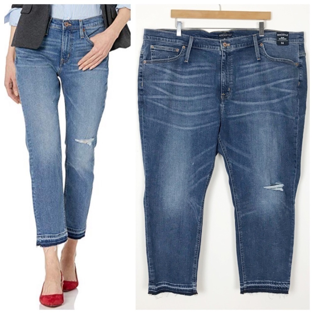 NEW NWT J.CREW Slim Boyfriend Jeans Raw Frayed released Hem Plus Size 36